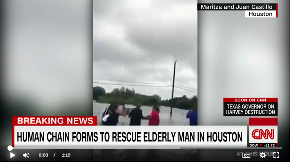 Human Chain Forms to Rescue Elderly Man in Houston
